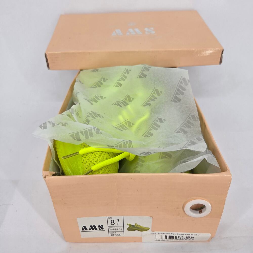 NEW AMS Chunky Jelly Sole Platform Rhinestone Sneaker Neon Yellow NEW Size 8.5 - Picture 10 of 10